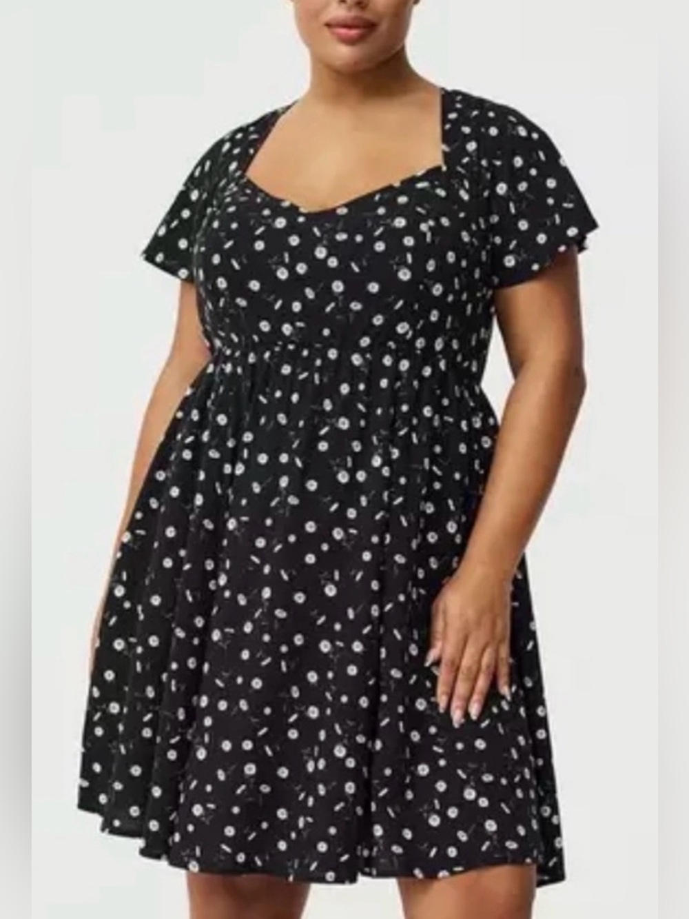torrid Black Mini Dress with White Floral Print